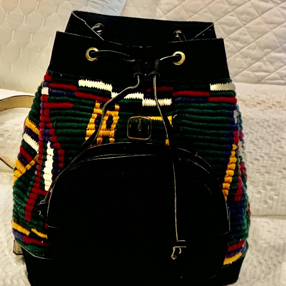 Suede and weave backpack Backstrap from western highlands of Guatemala.